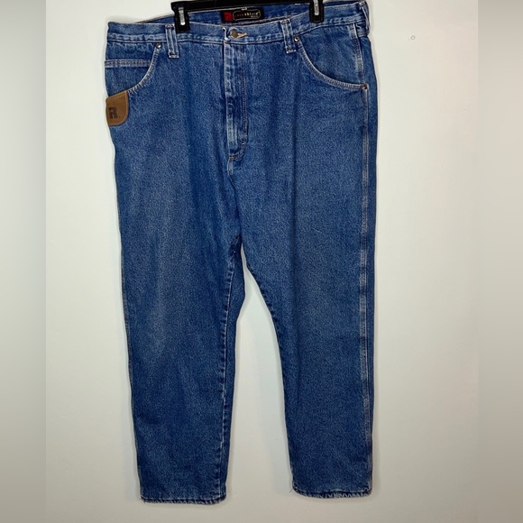 Wrangler Riggs Workwear Fleece Lined Dura Shield Denim Jeans Mens 42x30. - Picture 1 of 8
